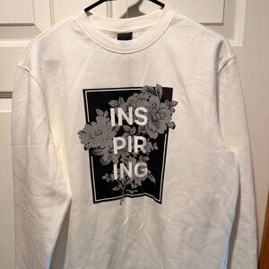 White "Inspiring" Graphic Sweater